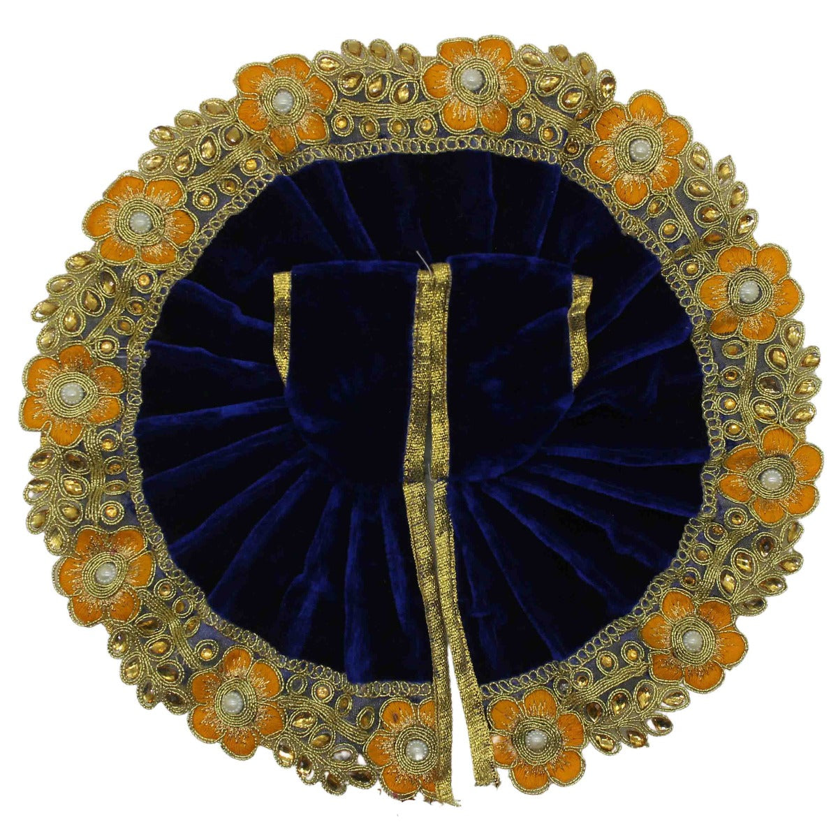 Lace Decorated Blue velvet Dress For Thakur Ji