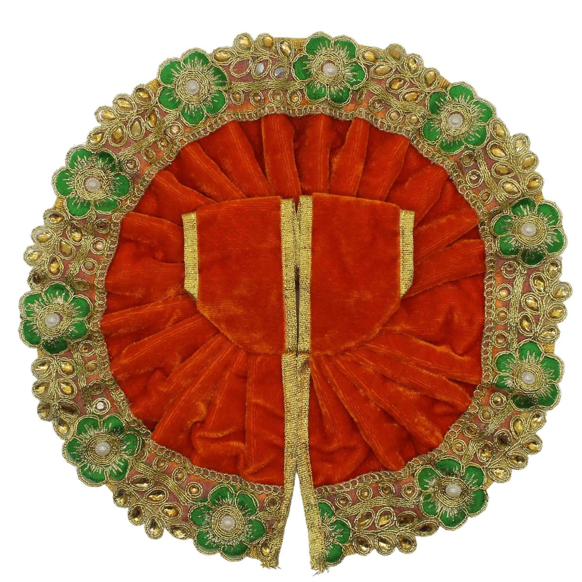 Lace Decorated Orange velvet Dress For Thakur Ji