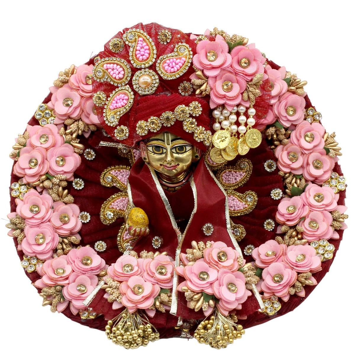 Stone And Flower Decorated Red Dress For Laddu Gopal ji