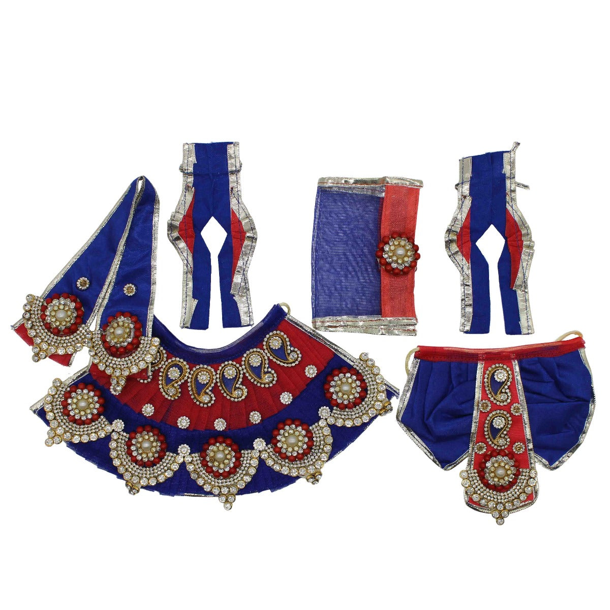 Stone Decorated Royal Blue Dress For Radha Krishna