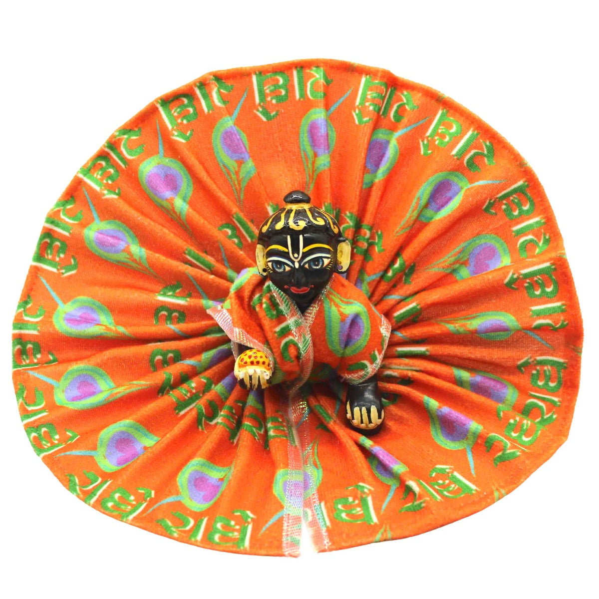 Radhey Printed Orange dress For Thakur ji