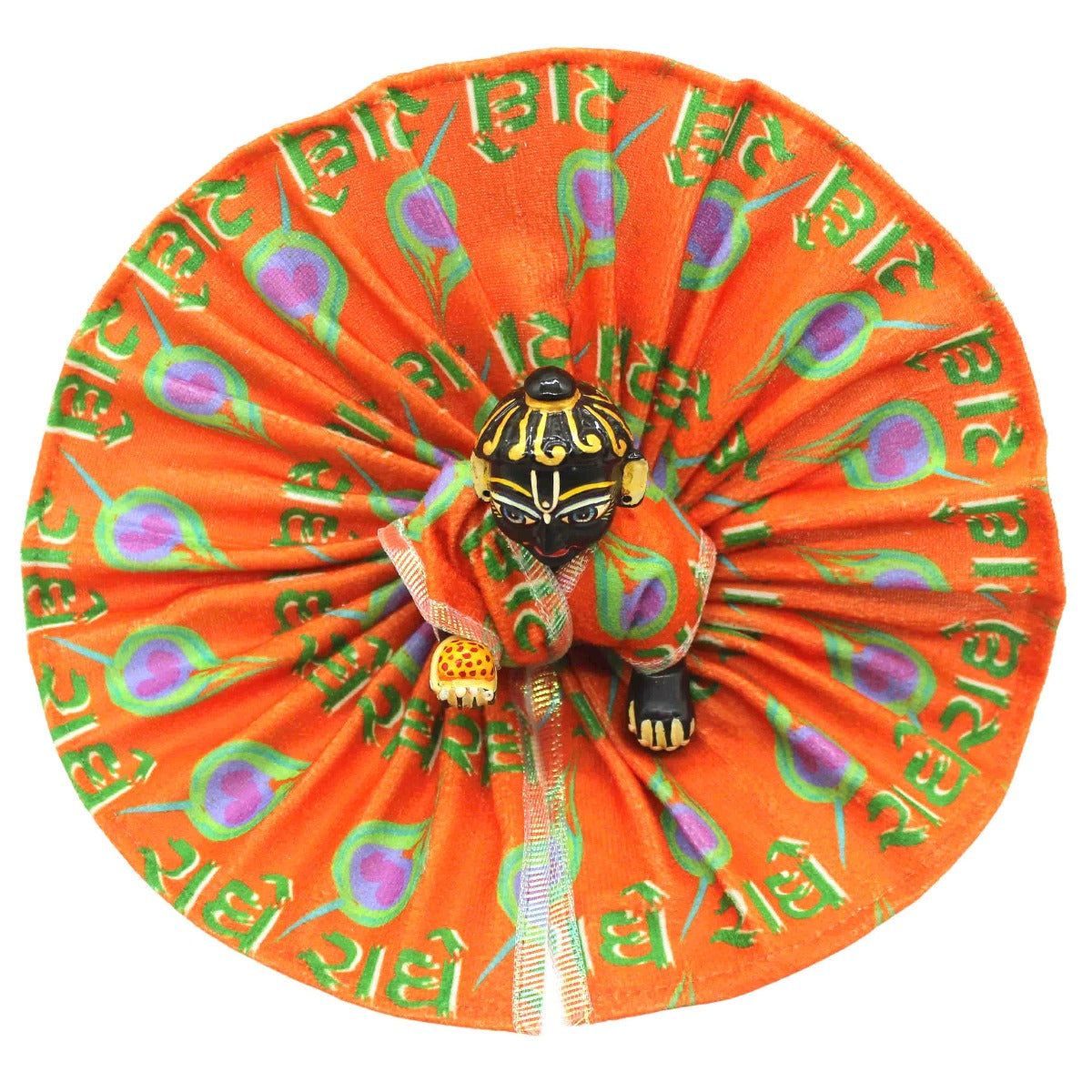 Radhey Printed Orange dress For Thakur ji