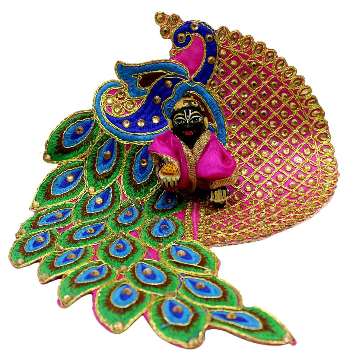 Peacock Design Decorated Pink Dress For Laddu Gopal