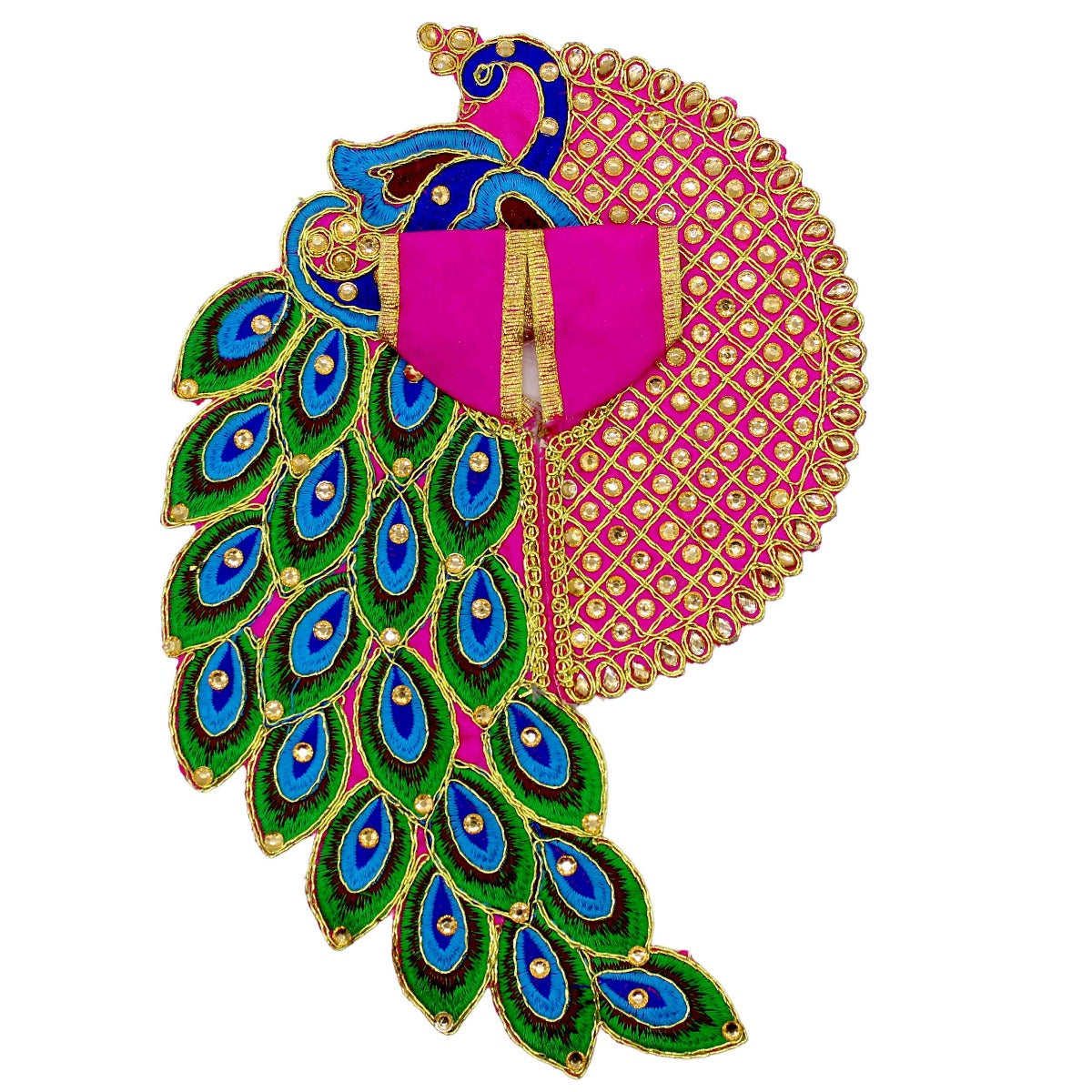 Peacock Design Decorated Pink Dress For Laddu Gopal