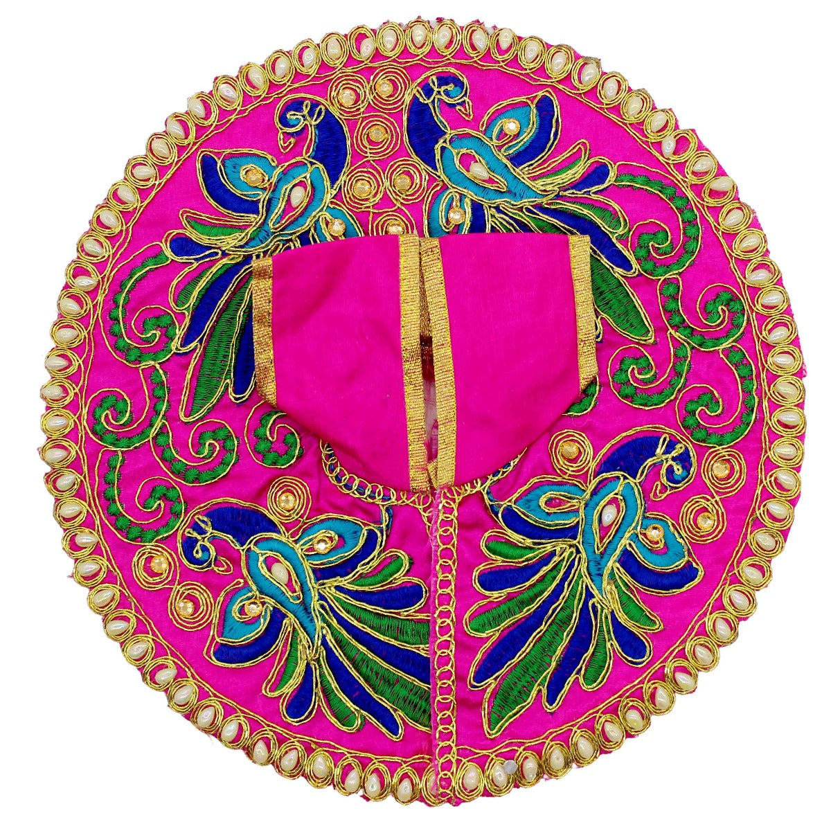 Peacock Feather Printed Pink Dress For Thakur JI