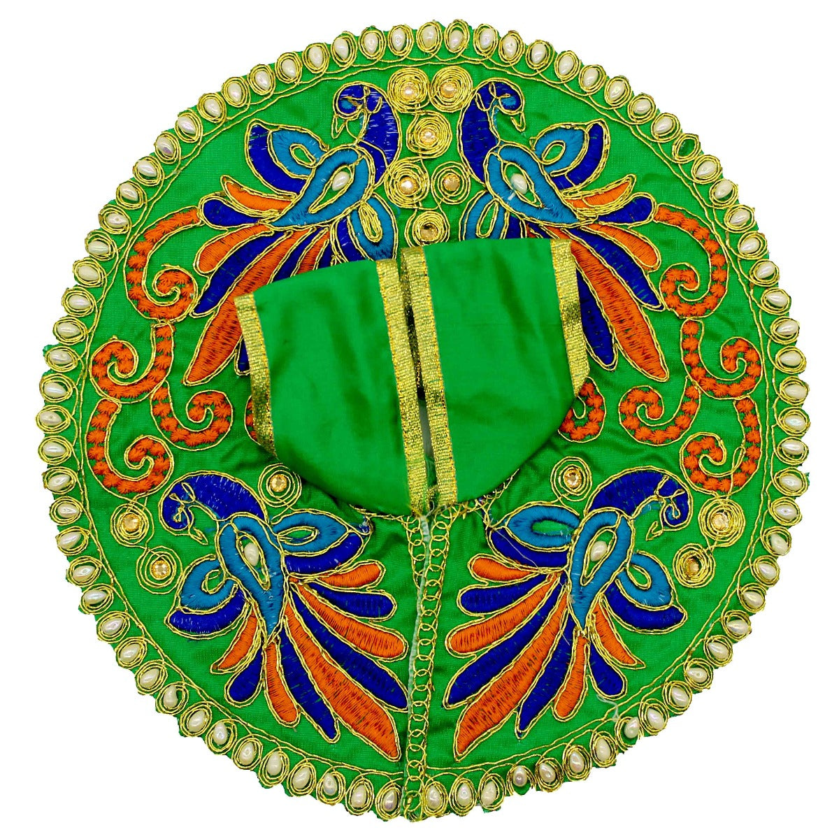 Peacock Feather Printed Greeen Dress For Thakur JI