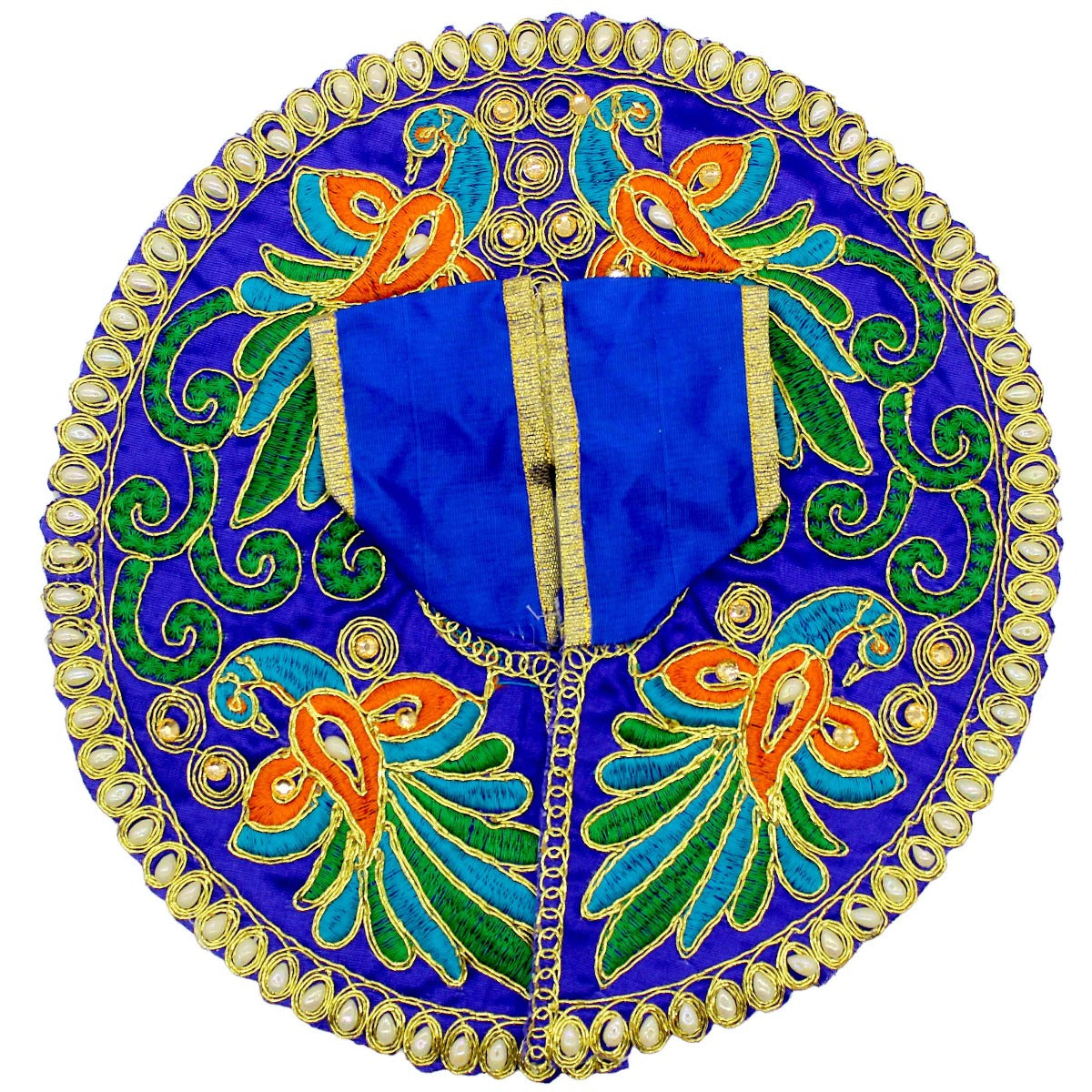 Peacock Feather Printed Blue Dress For Thakur JI