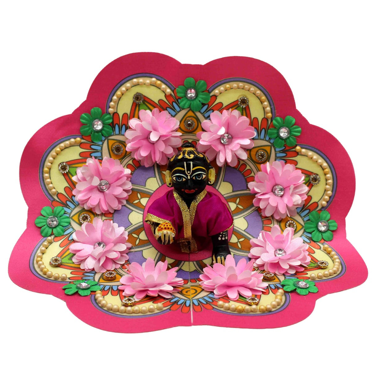 Flower Printed Pink Dress For Laddu Gopal