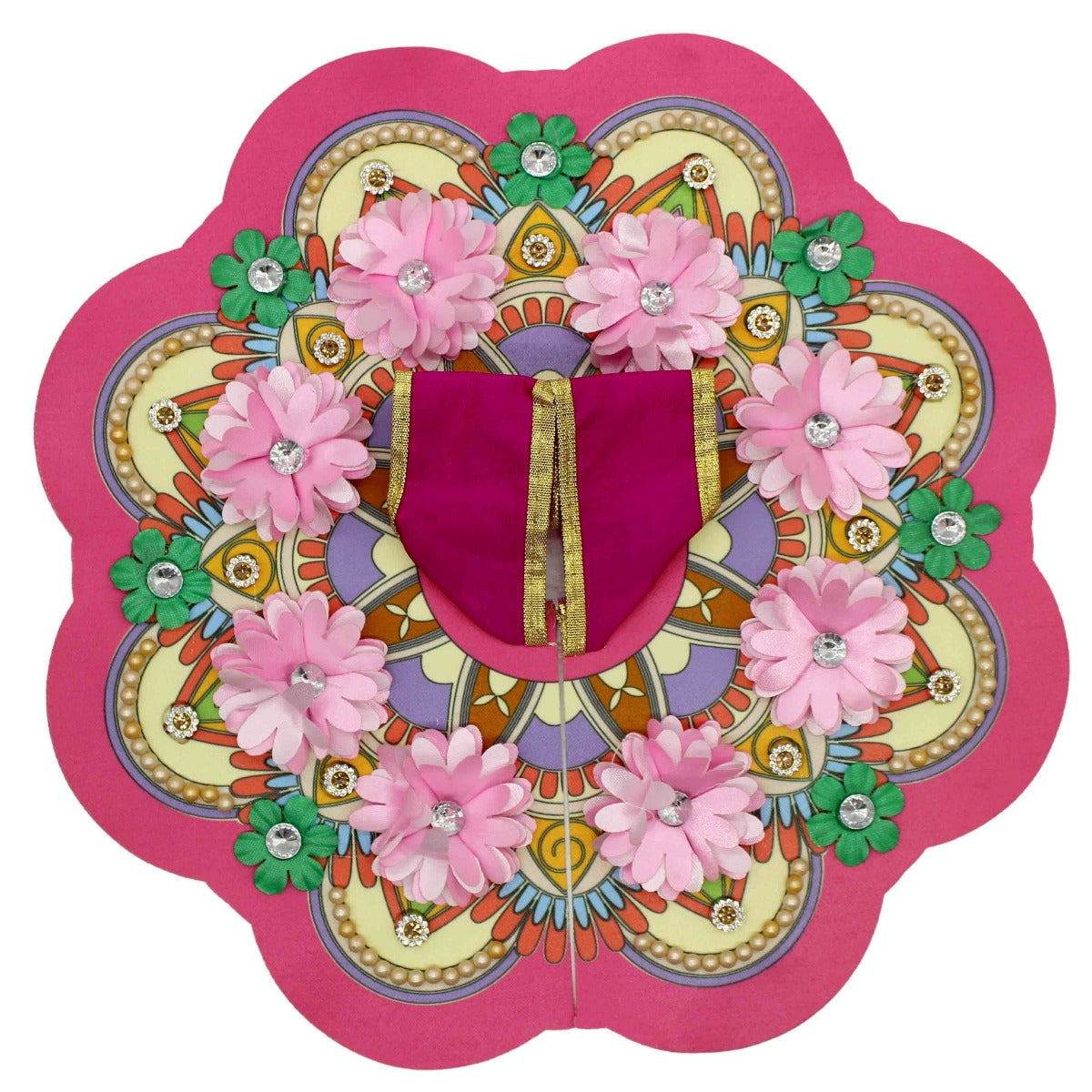 Flower Printed Pink Dress For Laddu Gopal