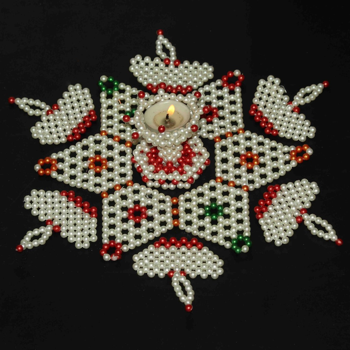 Moti Decorated Diya Rangoli For Home Decoration