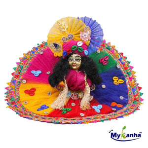 Multicolored Designer Laddu Gopal dress with matching Pagdi