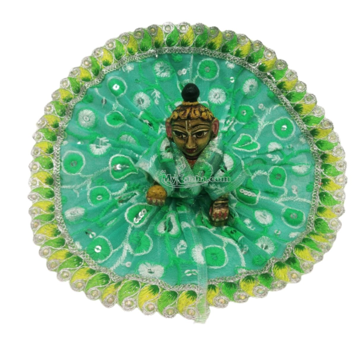 Embroidery Dress For Kanha Ji-Green-3