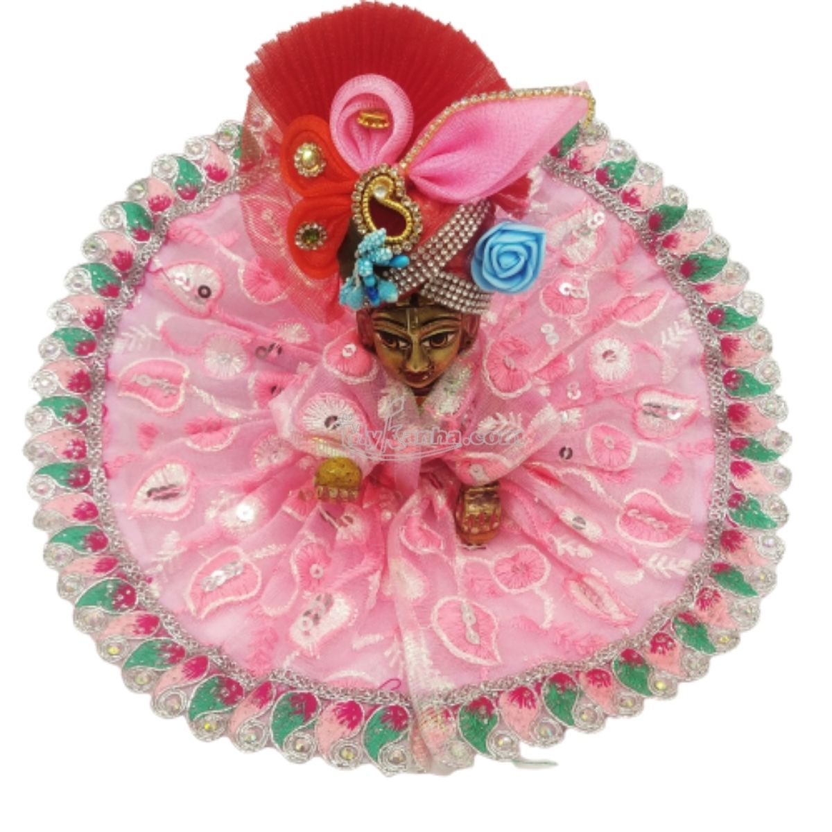 Embroidery Dress For Kanha Ji-Pink-3