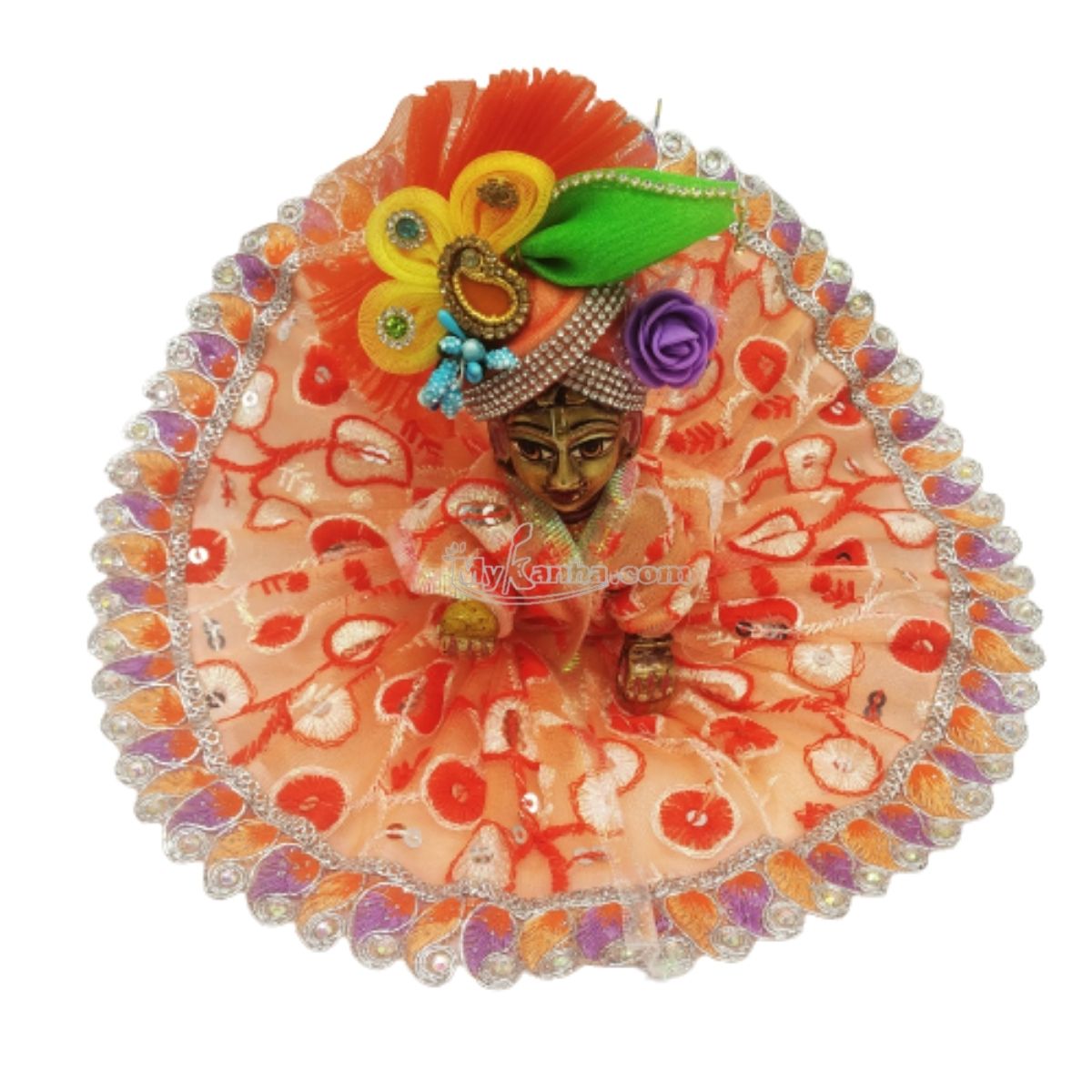 Embroidery Dress For Kanha Ji-Orange-2