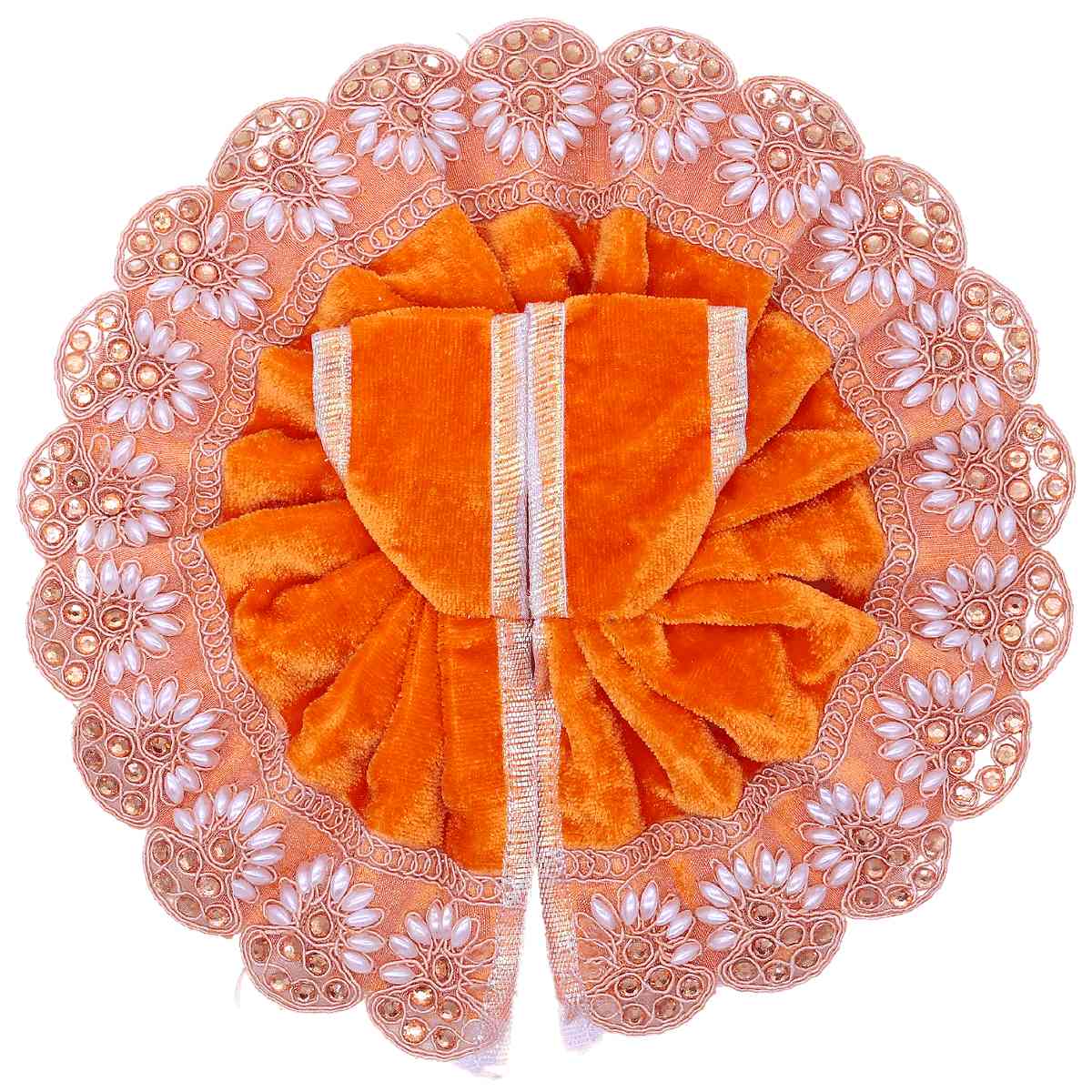 Buy Stone Flower Design velvet dress laddu gopal ji orange at best price –