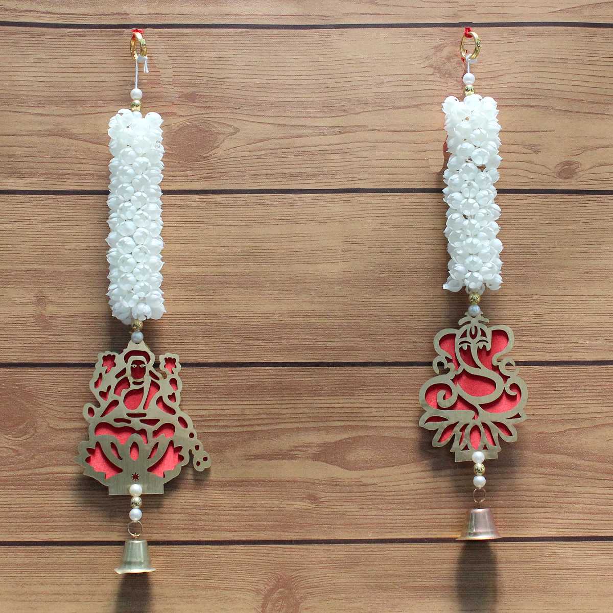 Artifical flower decorated Laxmi Ganesh ji for decoration