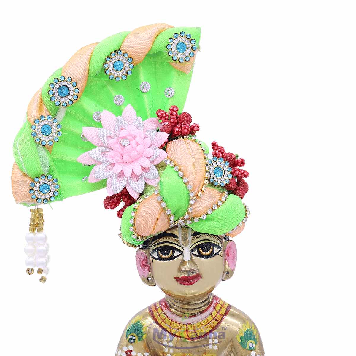 Green decorated and Designer pagdi for Laddu Gopal JI