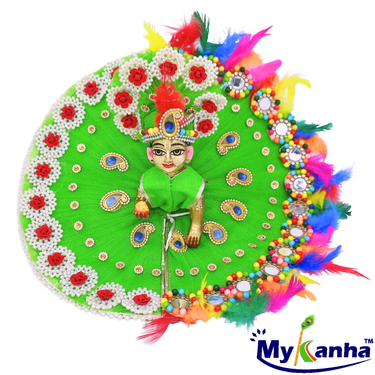 Feather and Beads decorated heavy poshak for Bal Gopal