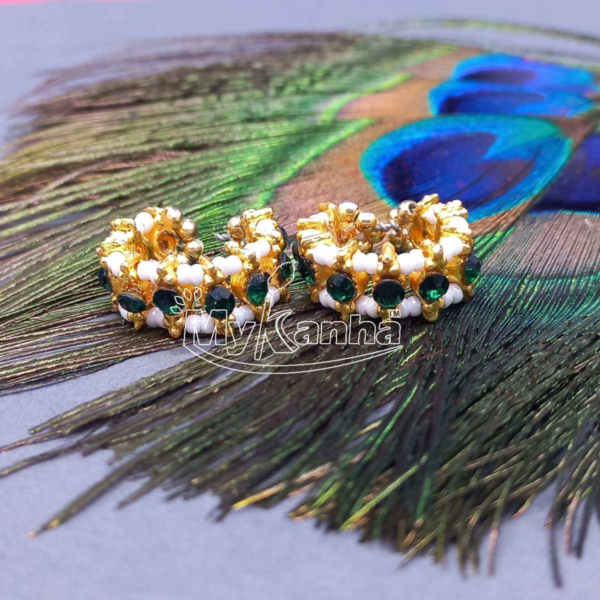 Moti and Green stone decorated Kangan for Idols