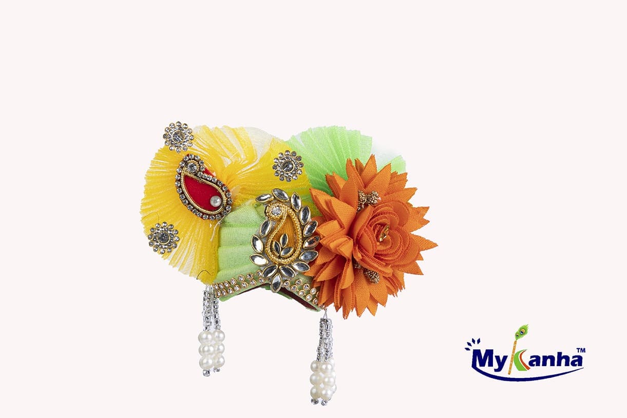 Flower decorated Pagdi for Laddu Gopal Ji