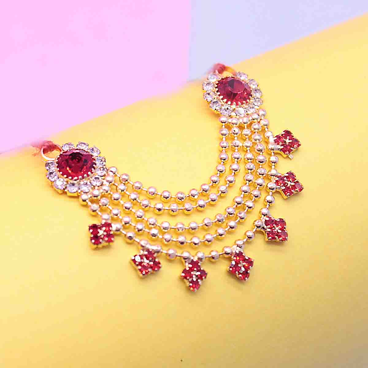 Red Diamond Decorated Haar For Laddu Gopal ji
