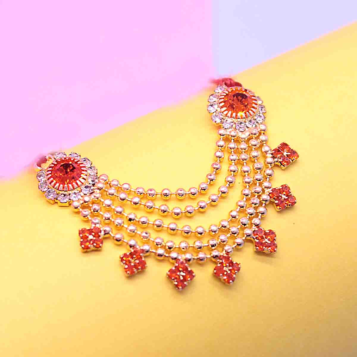 Orange Stone Decorated Haar For Laddu Gopal ji