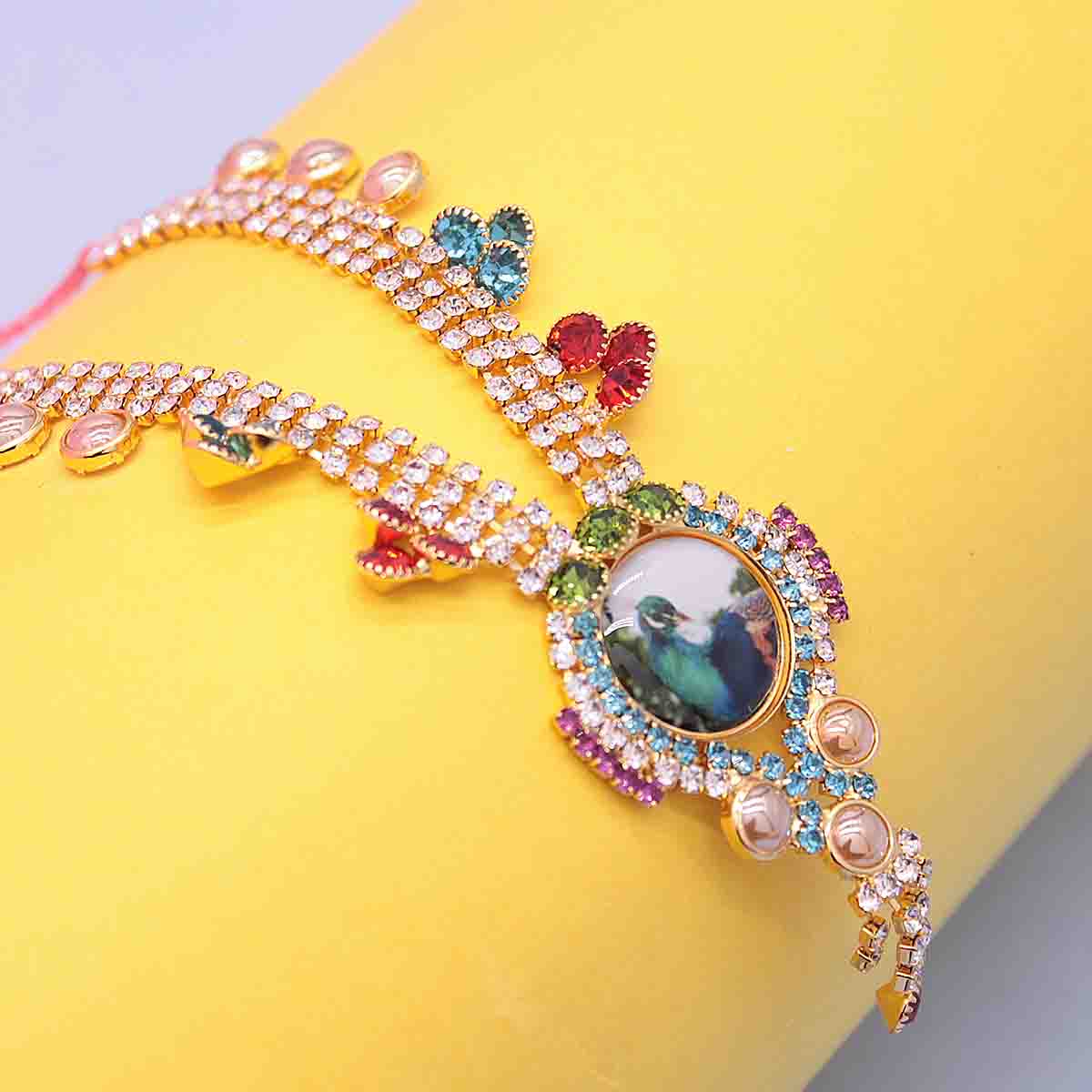Multicolor Stone decorated Long haar for idols (5 Inches)