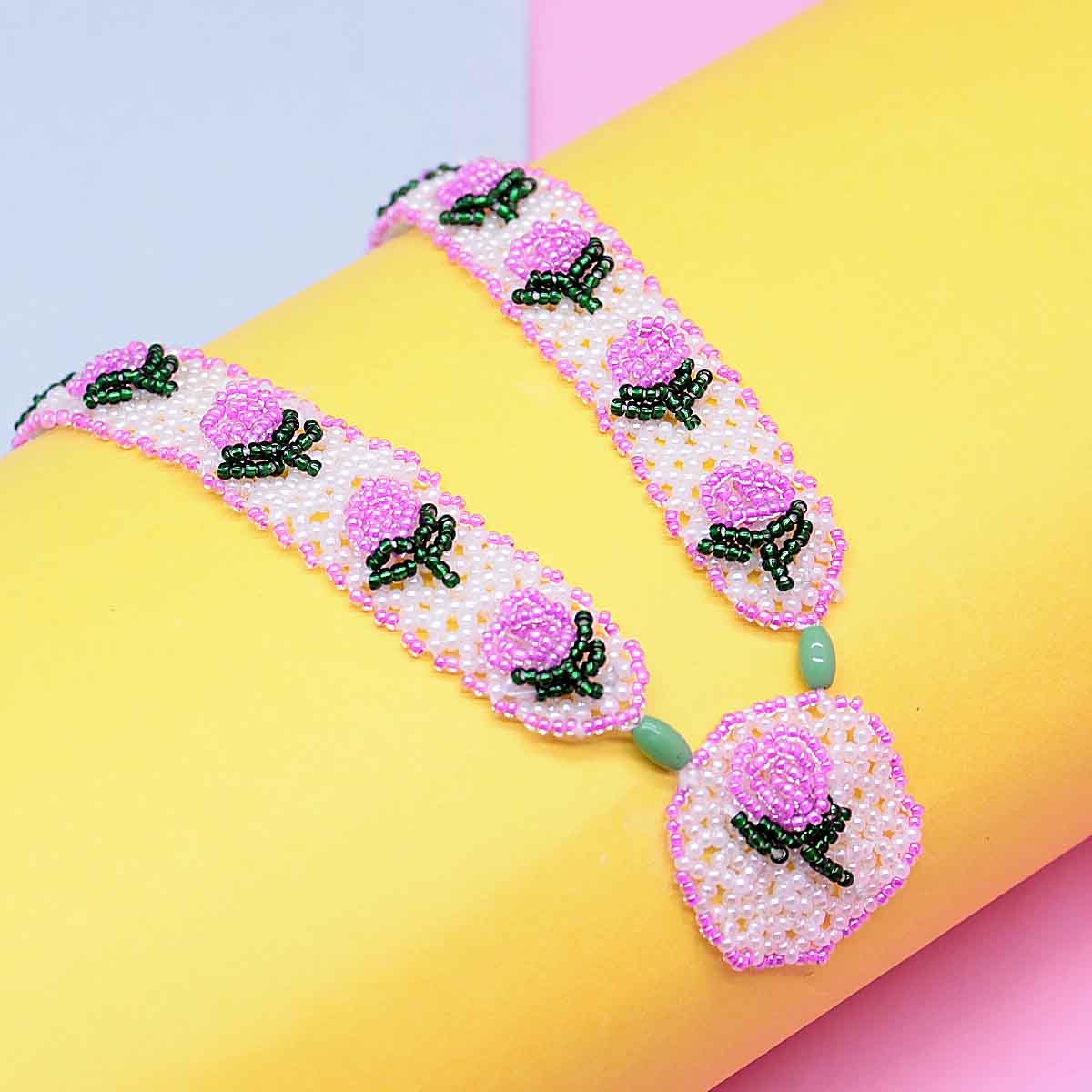 Moti Decorated Flower Design Long Haar for Idols