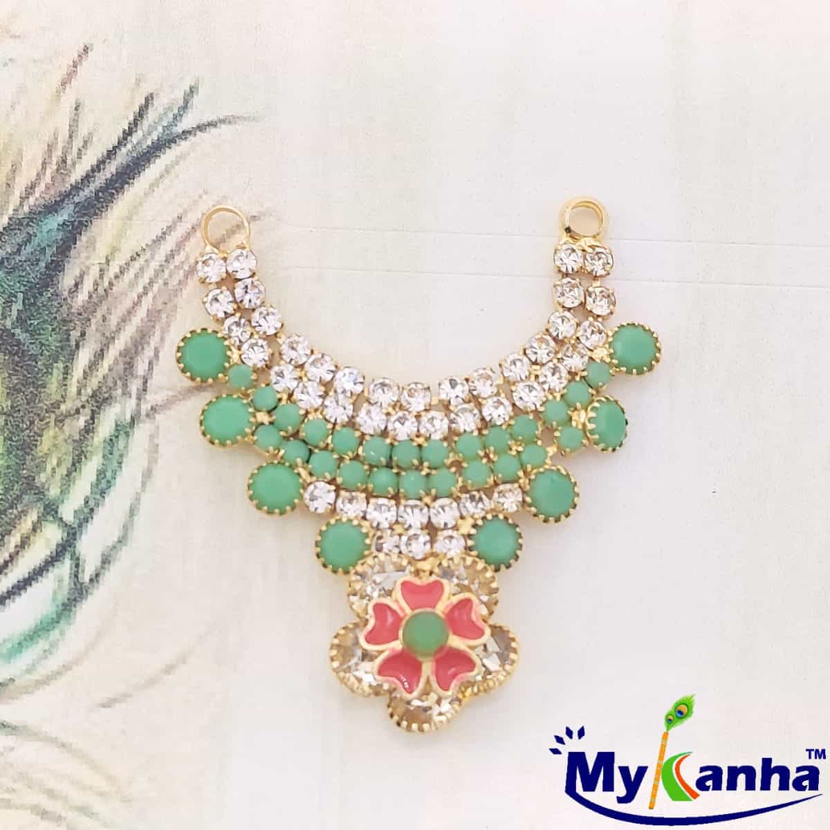 Designer Flower decorated Heavy Haar for Idols (Green)