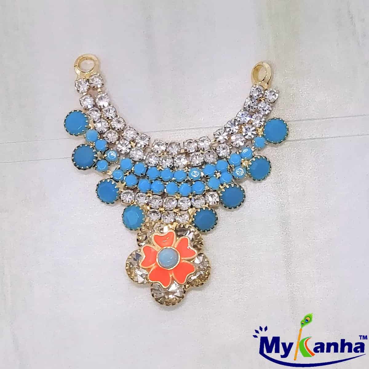 Designer Flower decorated Heavy Haar for Idols (Blue)