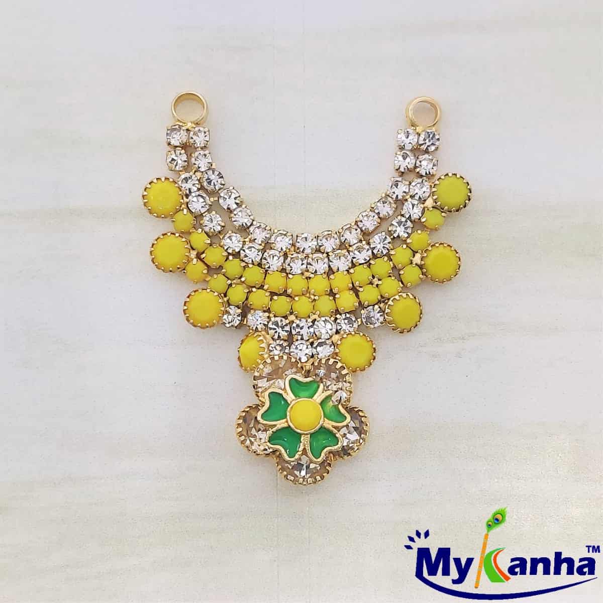 Designer Flower decorated Heavy Haar for Idols (Yellow)