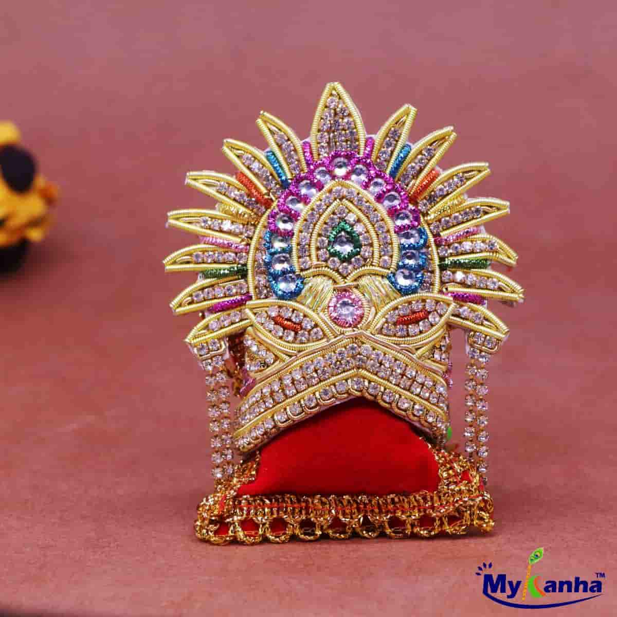 Heavy Stone Decorated Raj Mukut for Idols