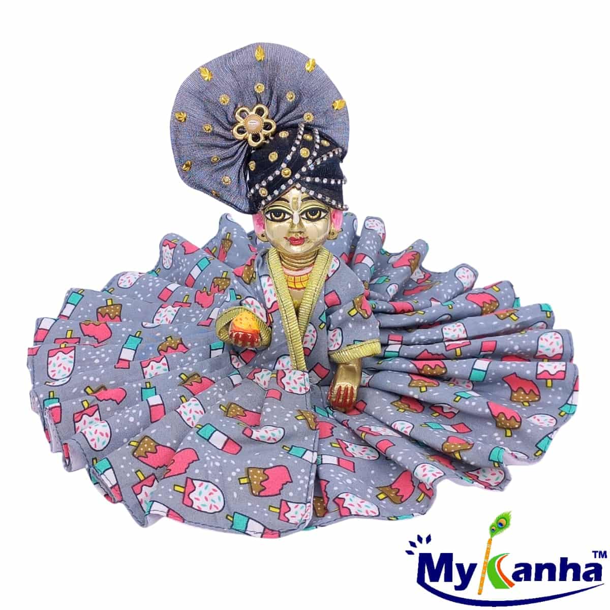 Ice-Cream print Summer washable dress for Laddu Gopal Ji