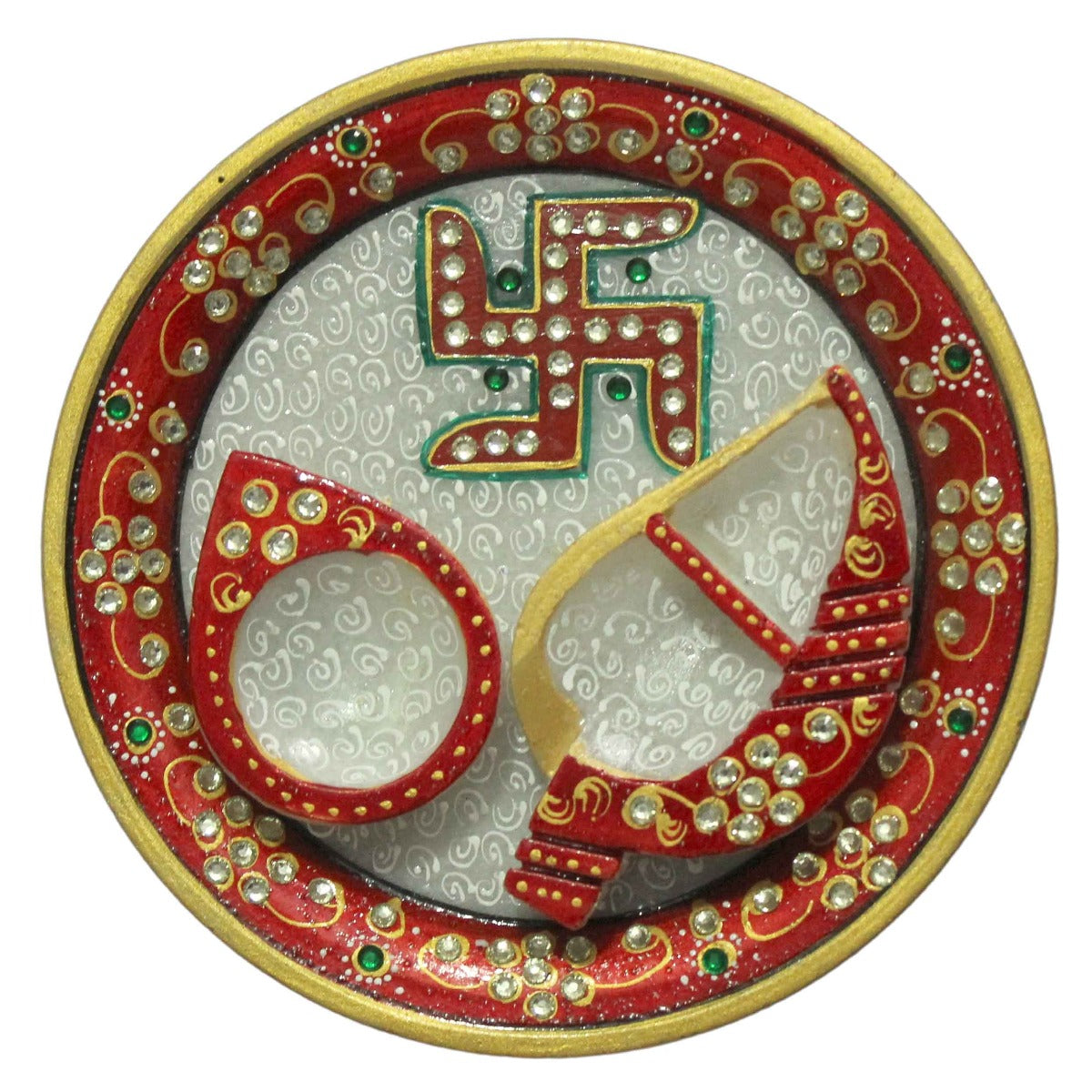 Marble Puja Thali For Home Decor (Diameter - 6 inch)