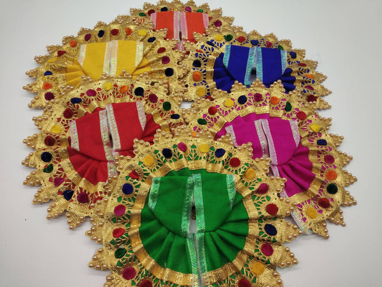 Kanha ji- Cotton Dress With Heavy Golden Lace And Stone-Yellow-2