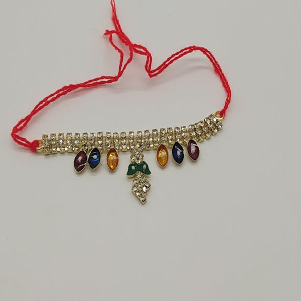 Designer Kamarband With White Jarkin & Colourfull Stone