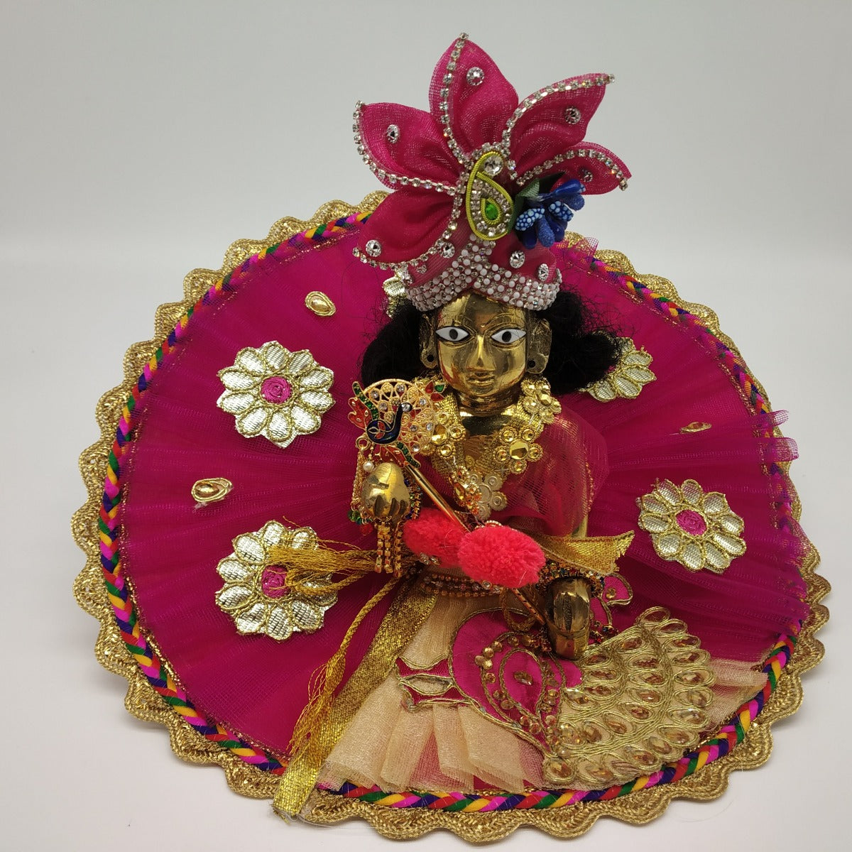 Designer Pink Colour Dress With Beautiful Peacock Patch