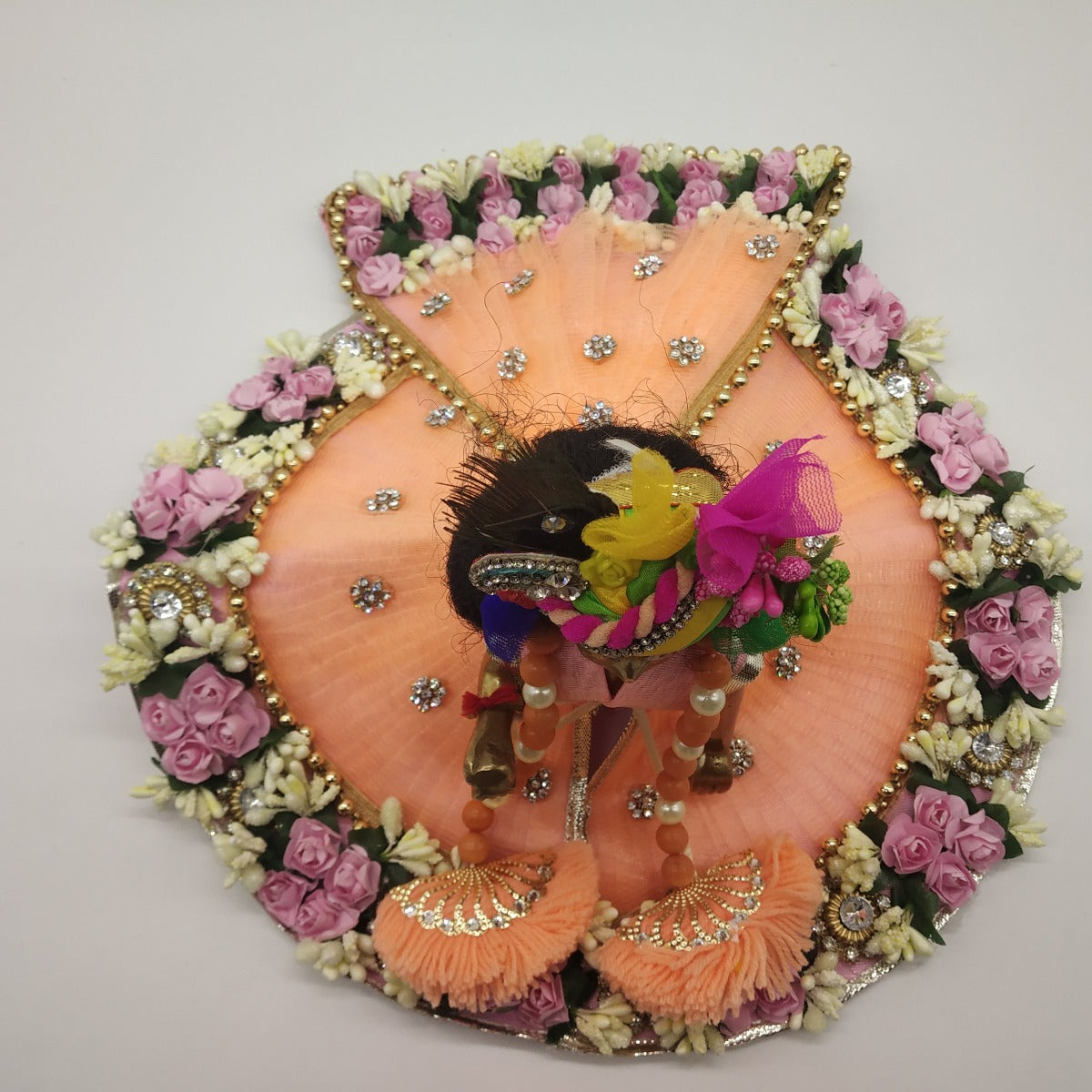 Kanha Ji dress with Net Leaf design-3