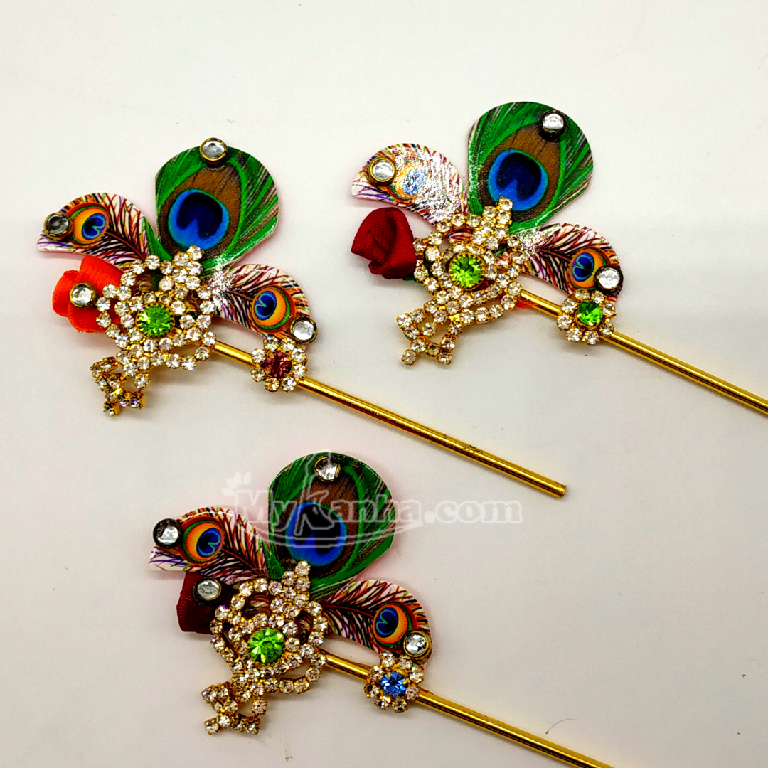 Jerken Peacock Feather Design Flute for Laddu Gopal