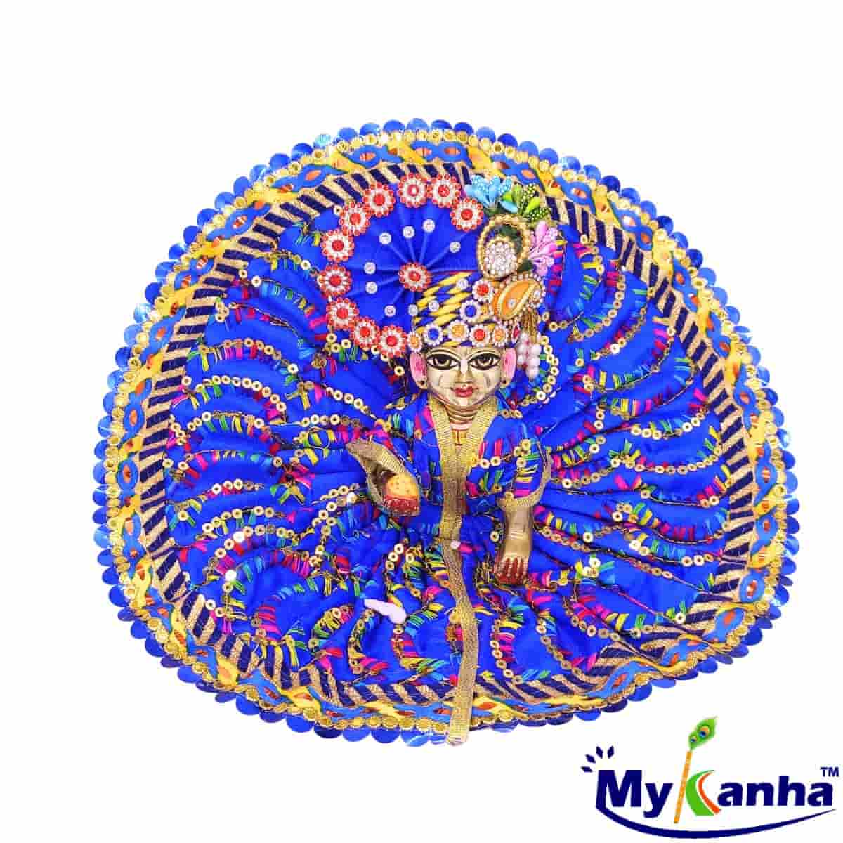 Beautiful Thread work Blue Summer Dress for Laddu Gopal Ji