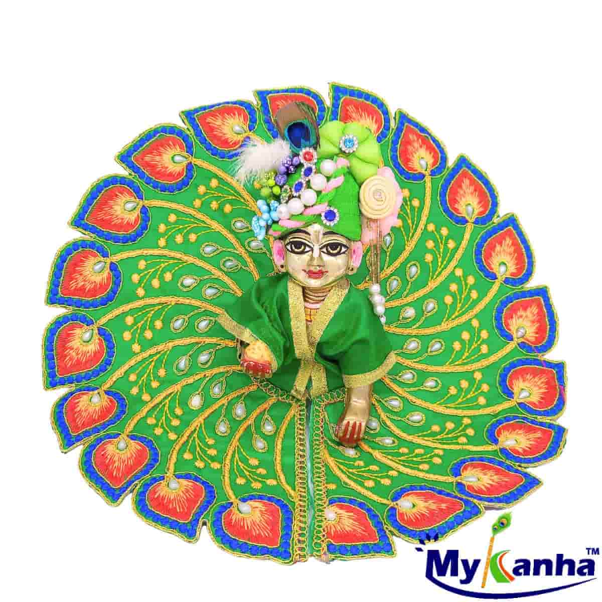 Beautiful Pan Leaf Pattern Summer Dress for Laddu Gopal Ji (Green)