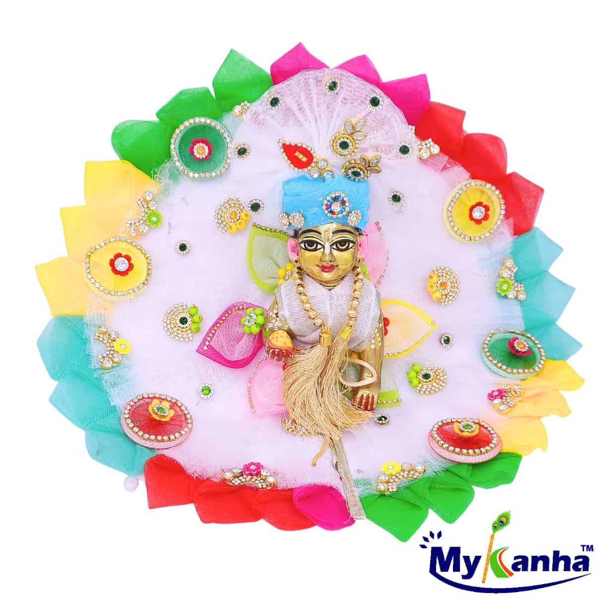 Multicolour Leaf Pattern Festive Dress for Laddu Gopal Ji