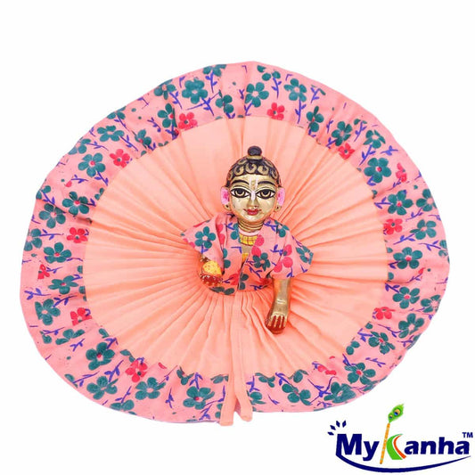 Beautiful Floral Print Summer Dress for Laddu Gopal Ji (Peach)