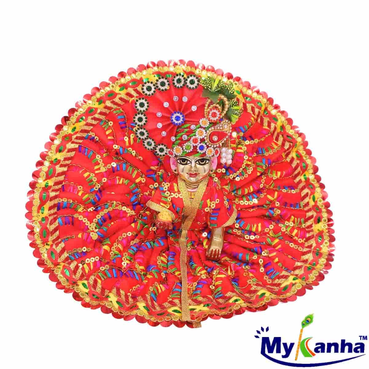 Beautiful Thread work Red Dress for Laddu Gopal Ji