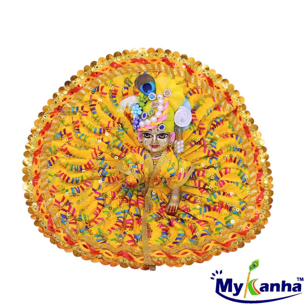 Beautiful Thread work Yellow Dress for Laddu Gopal Ji