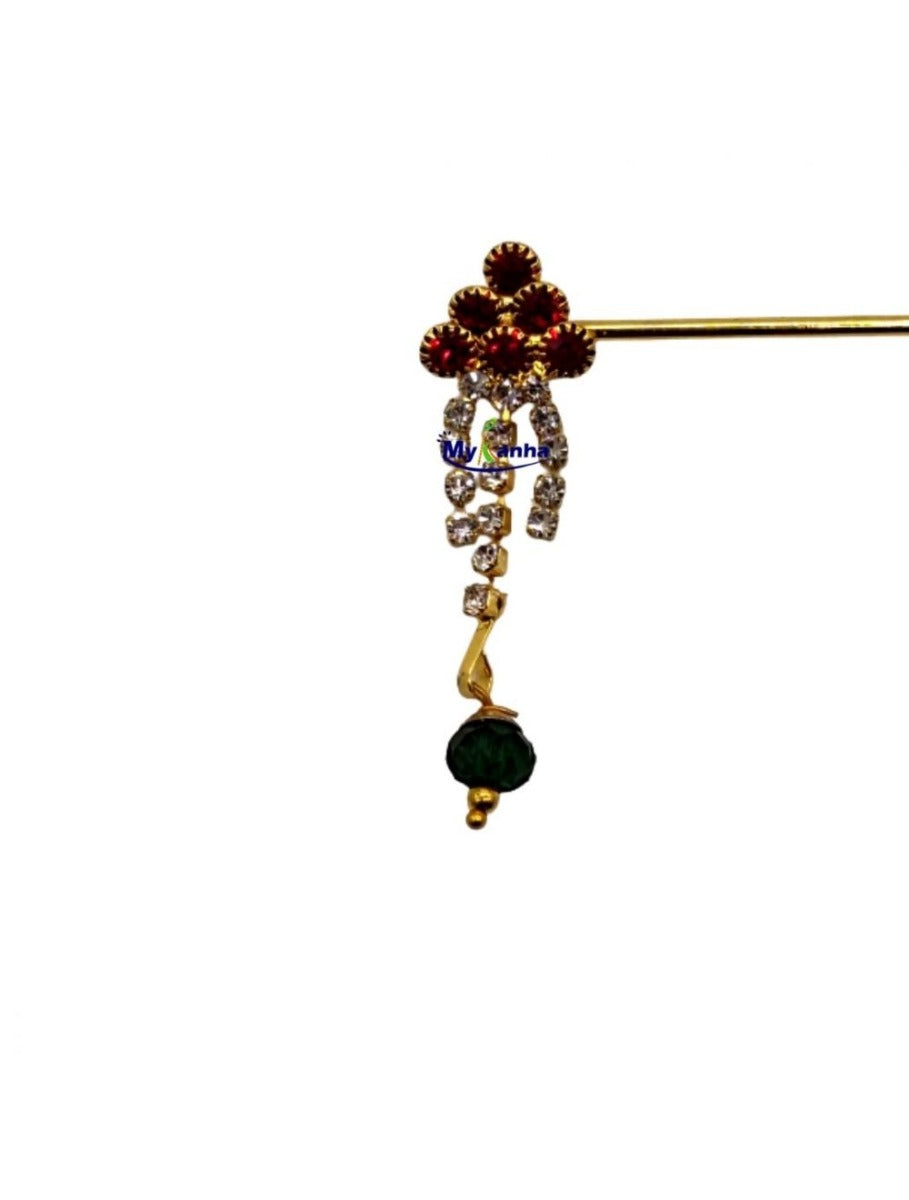 Beautiful Design Flute with Green Stone for Kanha Ji