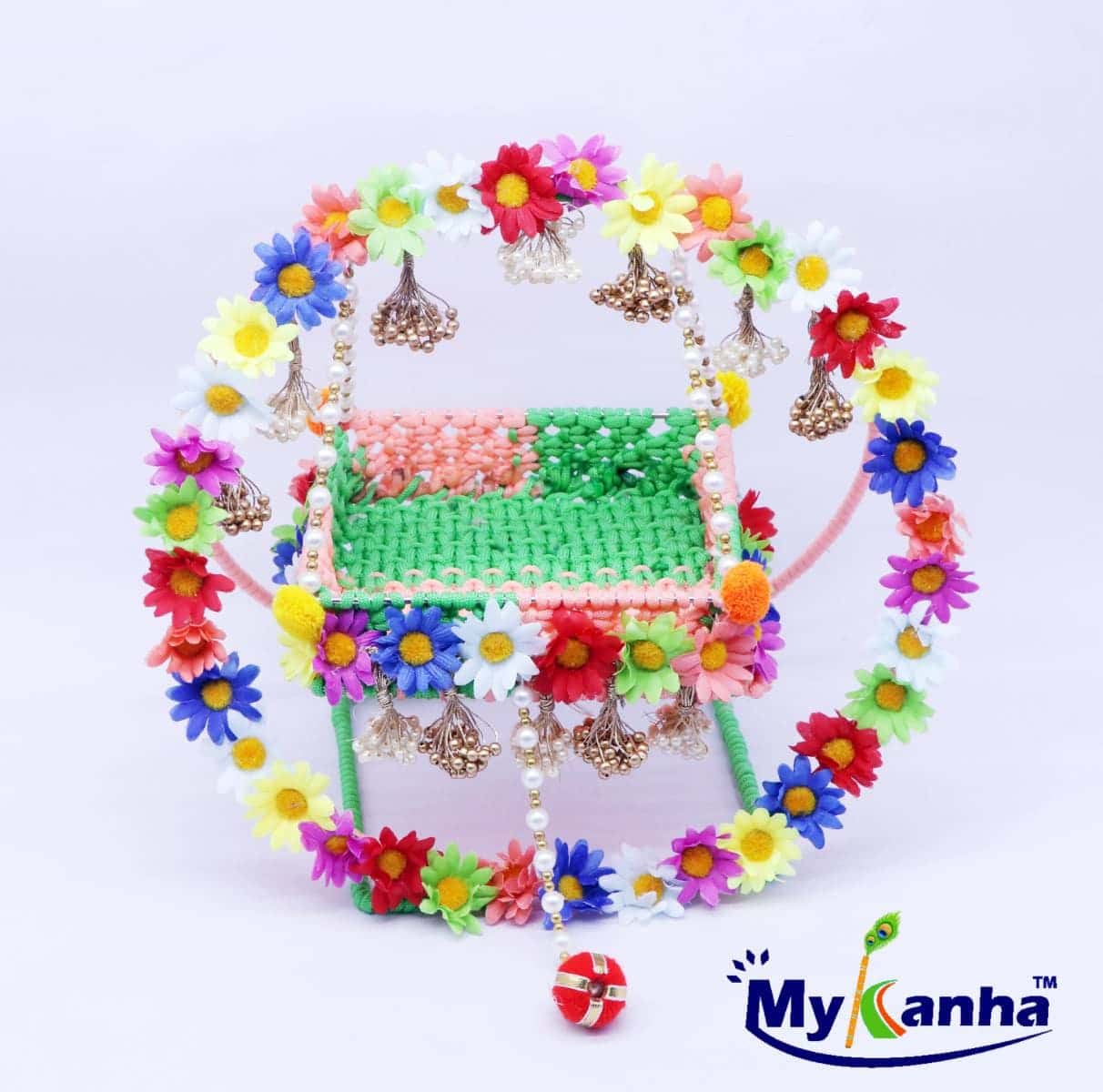 Multicolor Flower Decorated Handmade Macrame jhoola