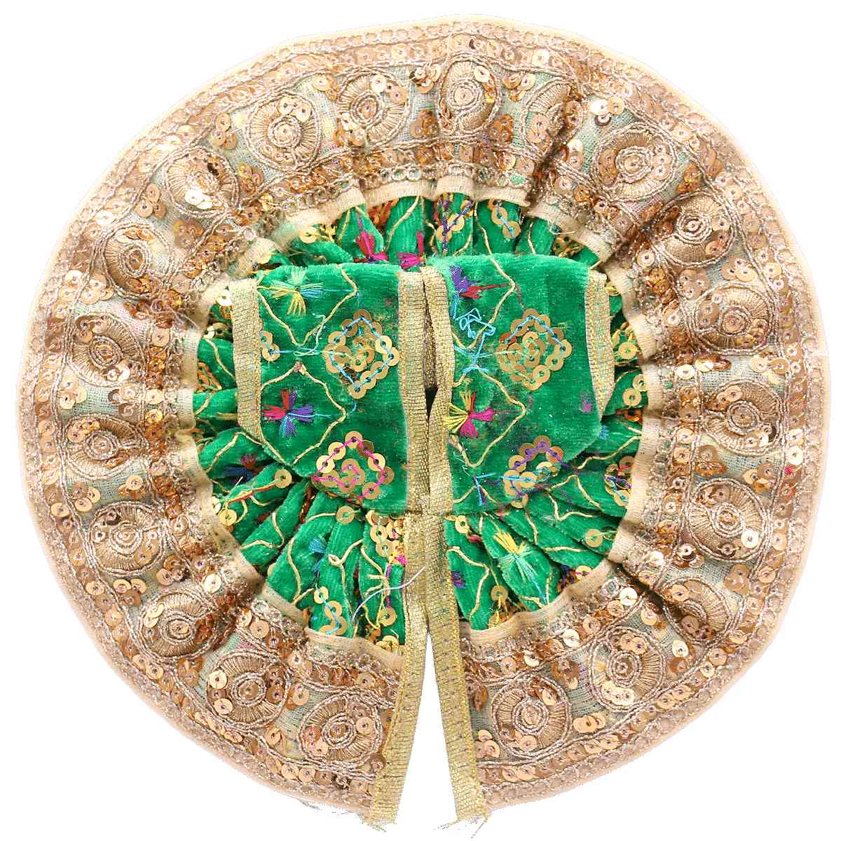 heavy lace dress velvet laddu gopal ji ( green )