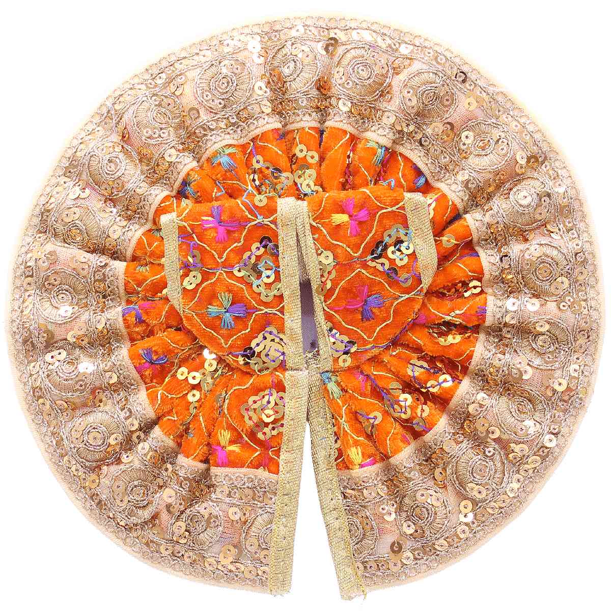 heavy lace dress velvet laddu gopal ji ( orange )