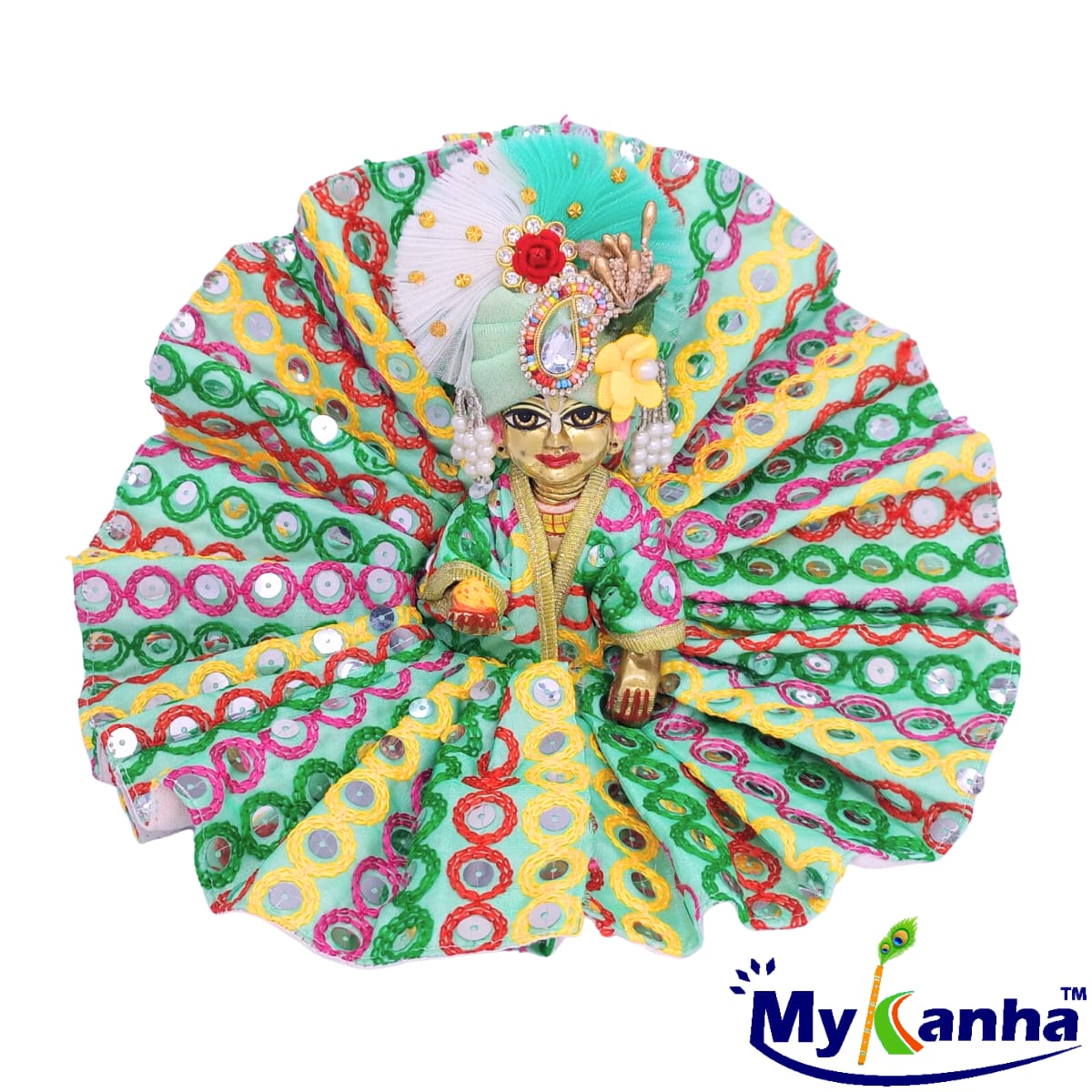 Light green Shining dress for Laddu Gopal Ji